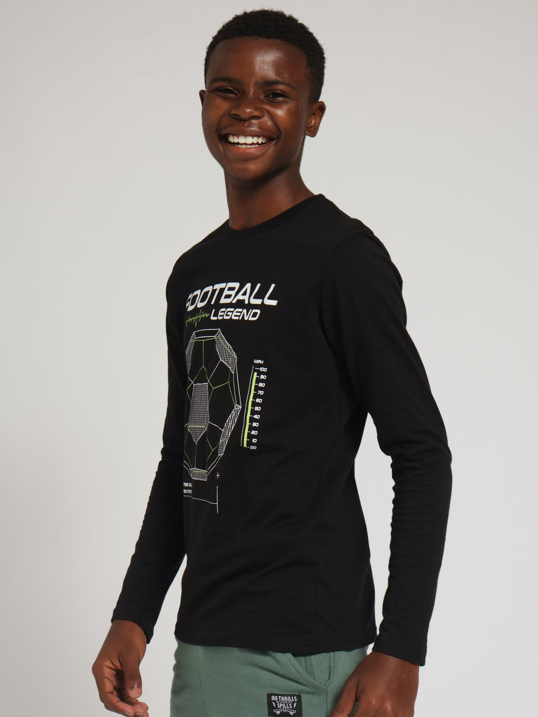 Boys Long Sleeve Soccer Tee - Black