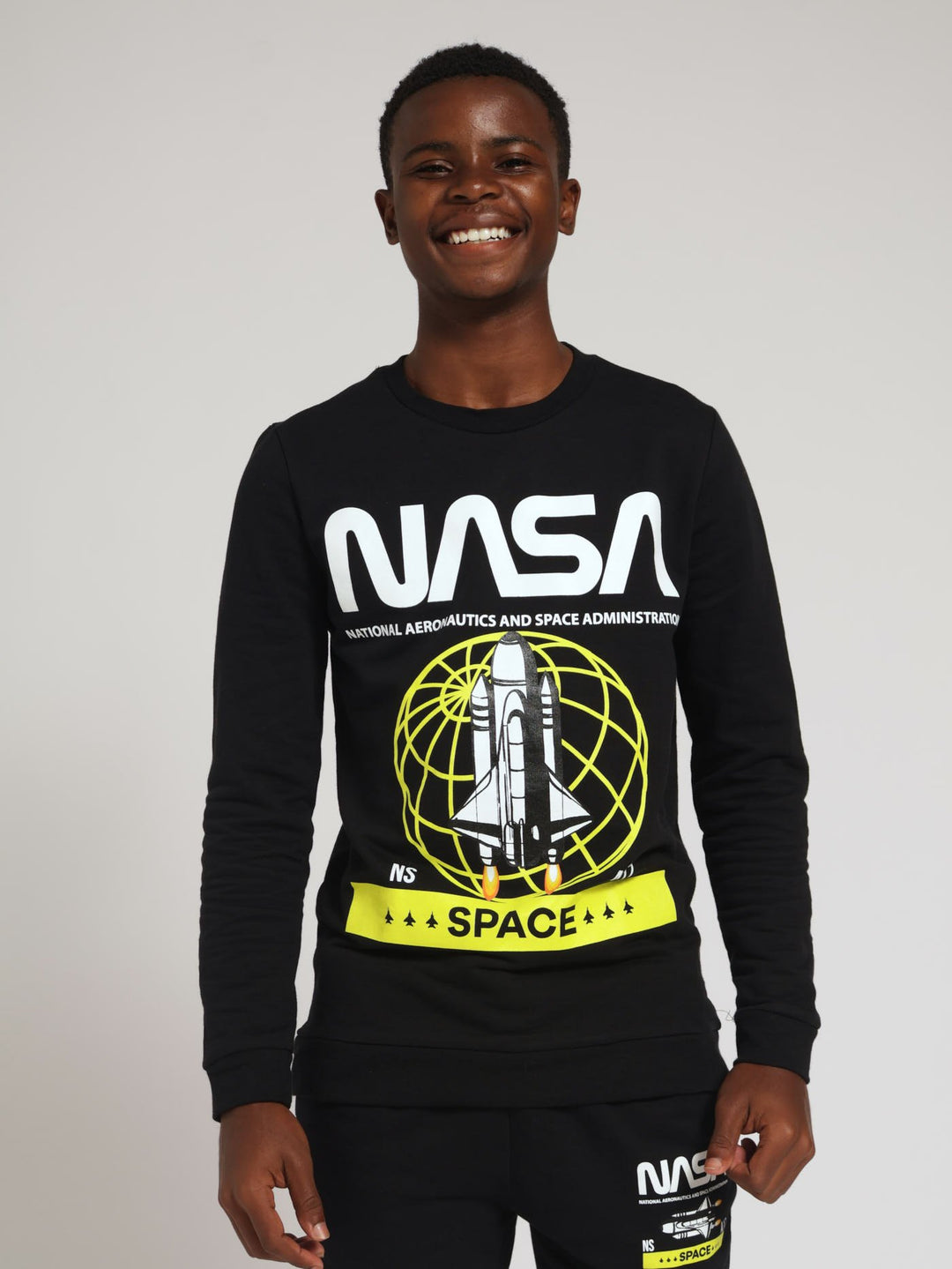 Boys NASA Fleece Top - Black