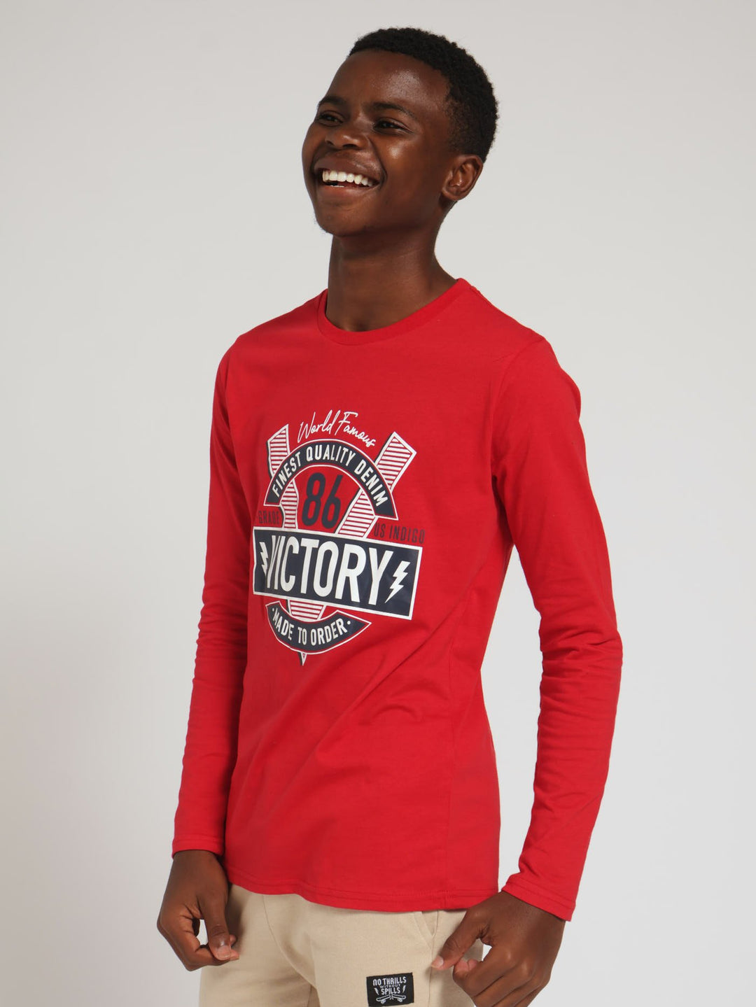 Boys Long Sleeve Vctory Tee - Red