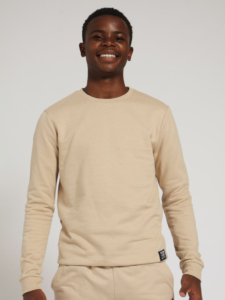 Boys Oxford Crew Neck Top - Tan