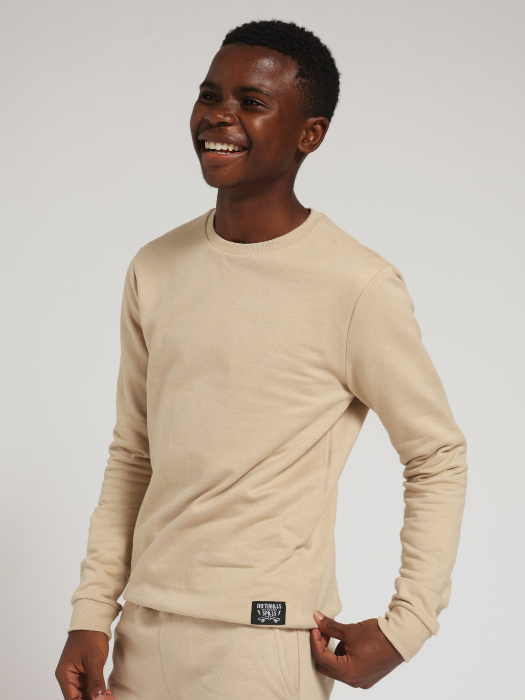 Boys Oxford Crew Neck Top - Tan