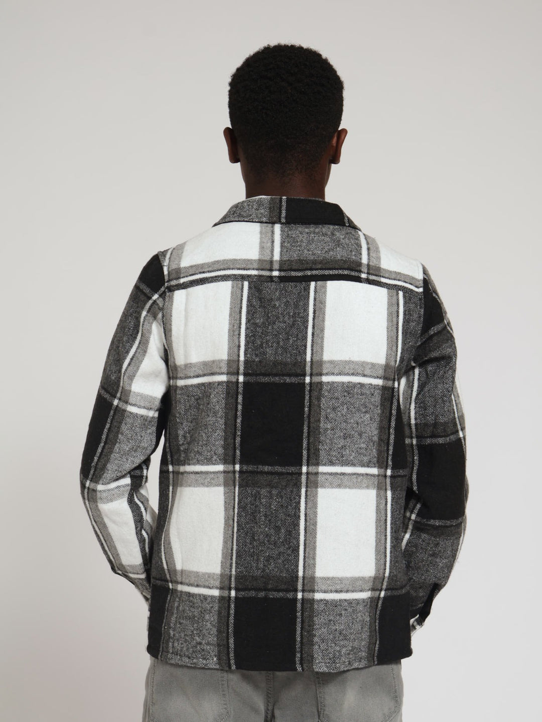 Boys Flannel Shacket - Black/White