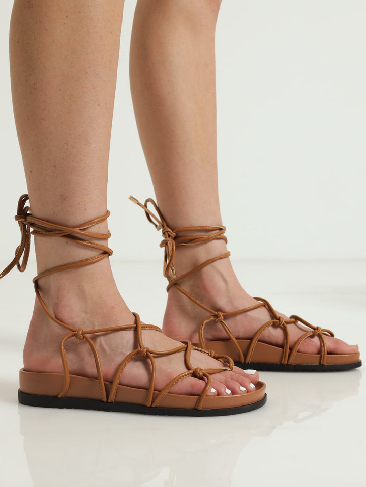 Sultry Lace-Up Moulded Sandal - Tan