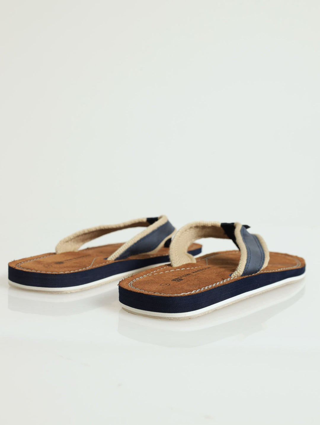 2 Tone Upper Wide Vamp Sandals - Navy