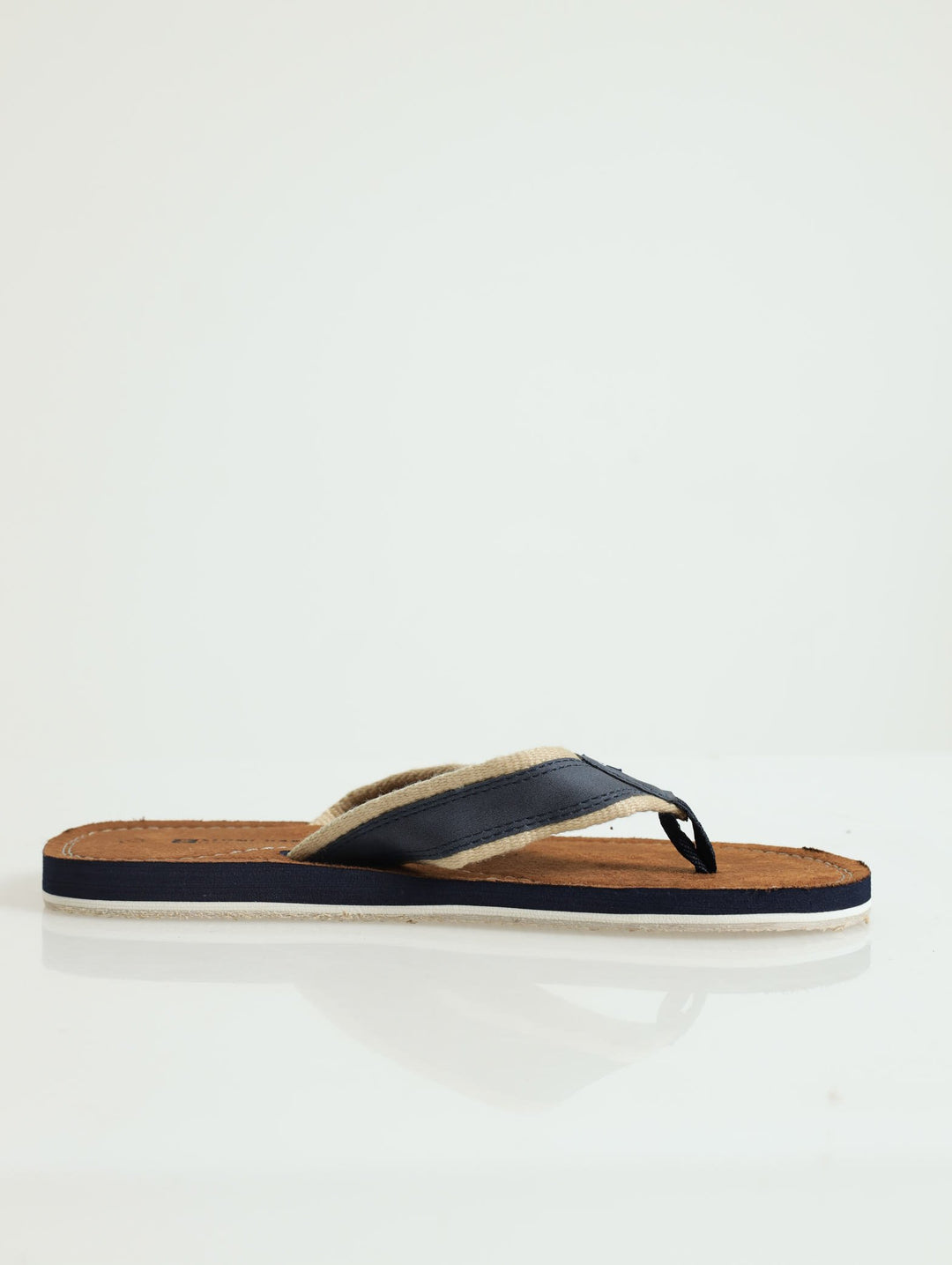 2 Tone Upper Wide Vamp Sandals - Navy