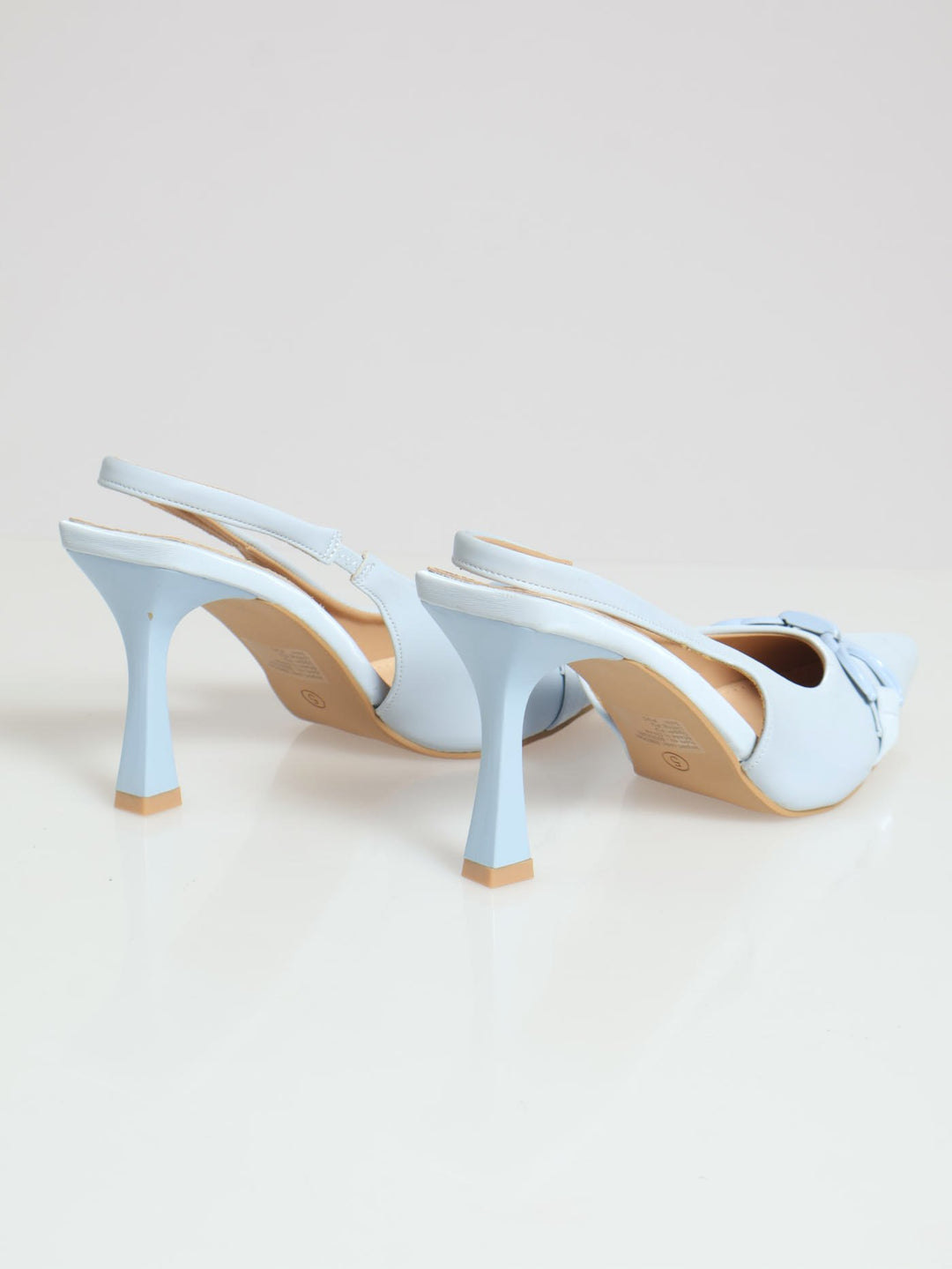 Self Colour Trim Slingback Stilleto Heel - Light Blue