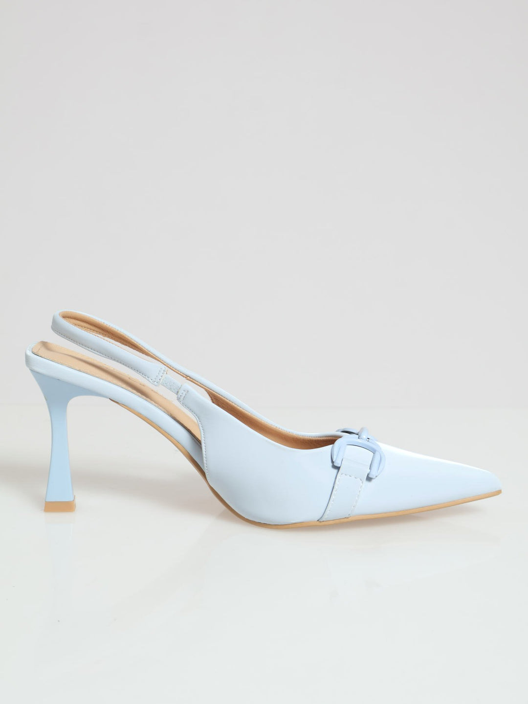 Self Colour Trim Slingback Stilleto Heel - Light Blue