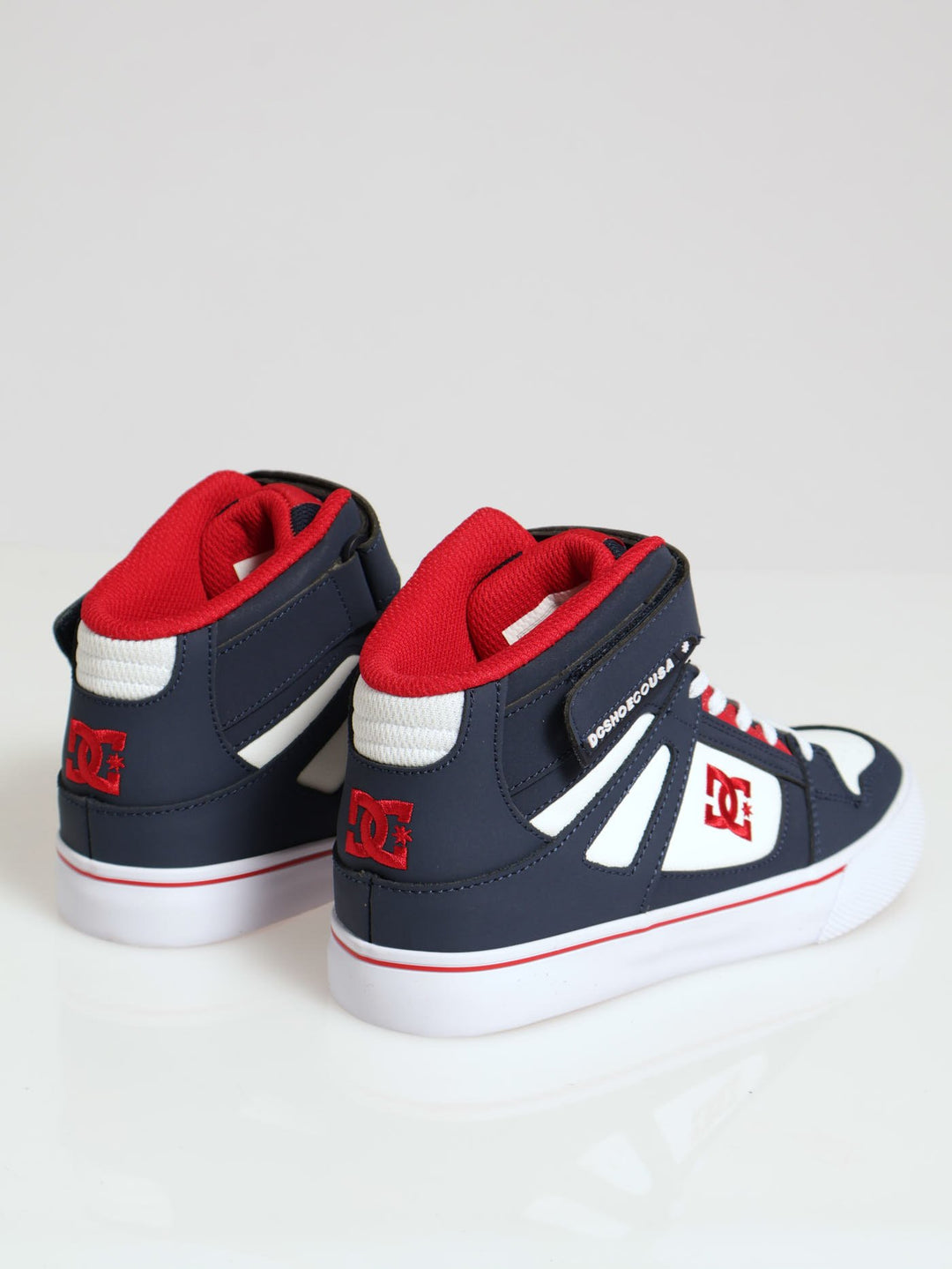 Boys Panelled Hi-Top Sneaker - Navy/Red