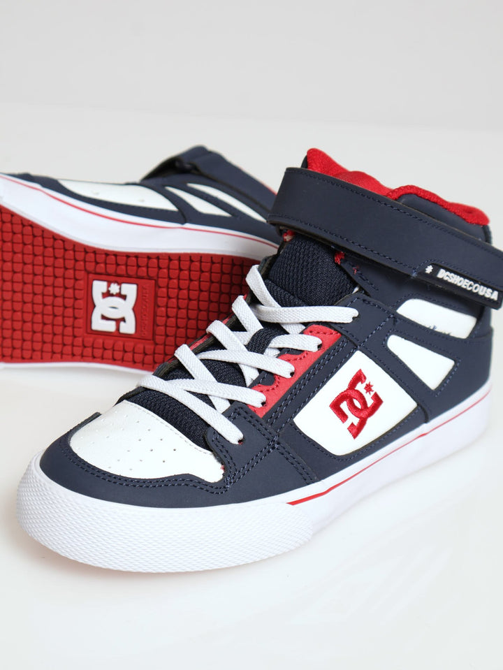 Boys Panelled Hi-Top Sneaker - Navy/Red