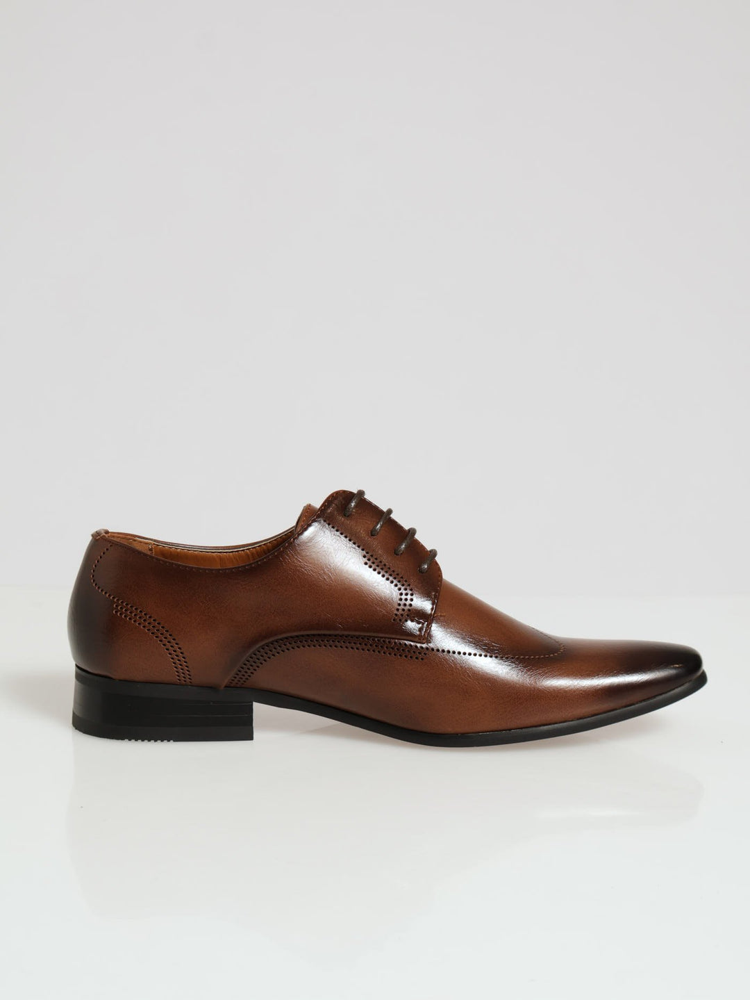 Laser Wing Tip Lace Up Derby - Tan