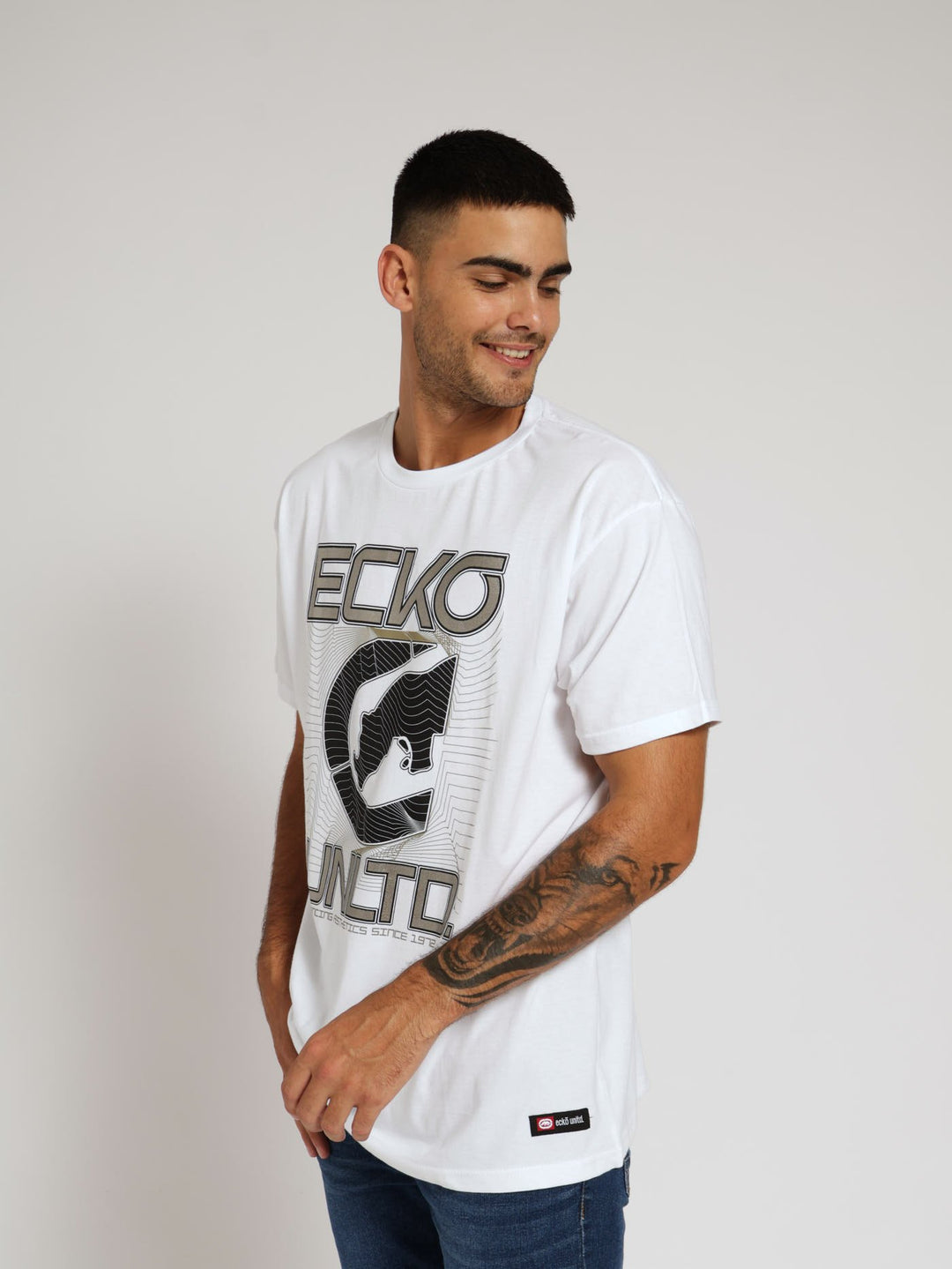 Centre Print Tee - White