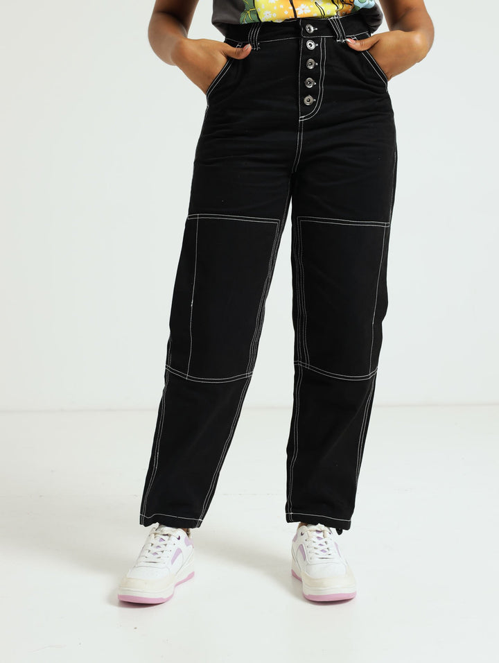 Panel Side Pocket Pants - Black