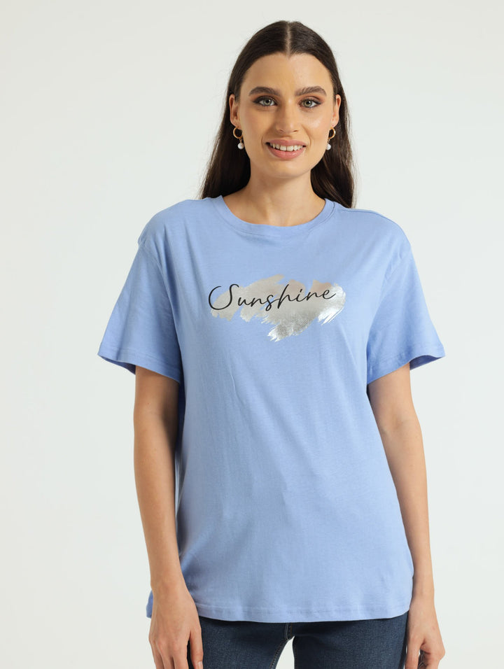 Sunshine With Foil Regular Tee - Periwinkle