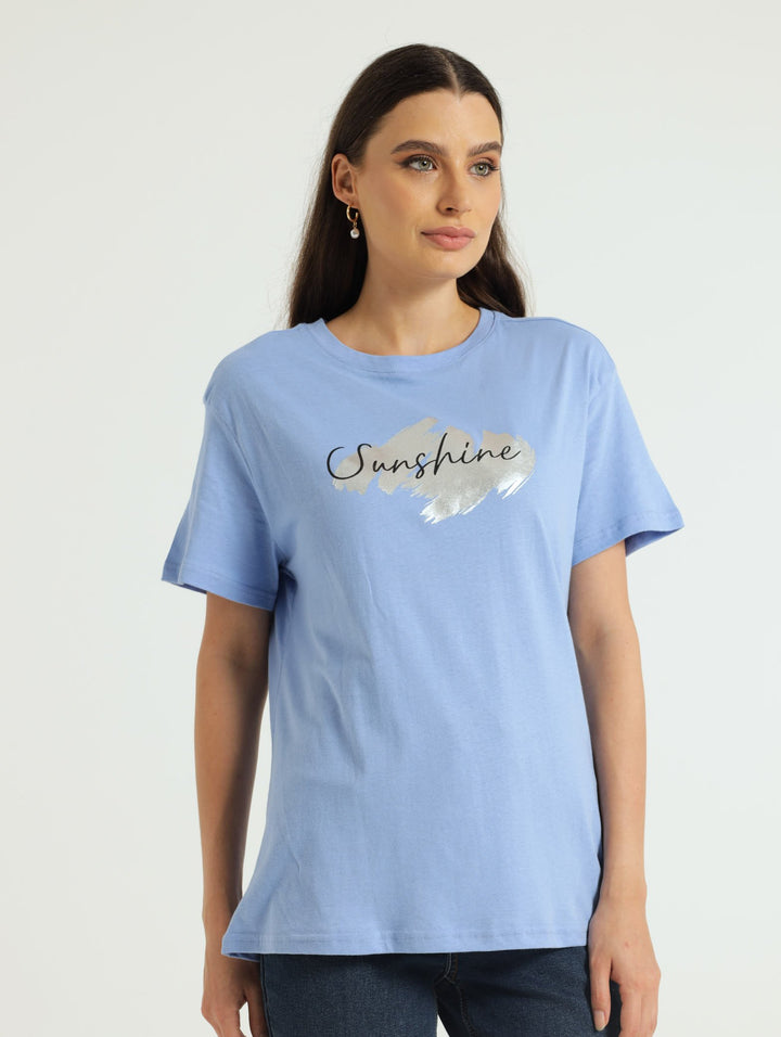 Sunshine With Foil Regular Tee - Periwinkle