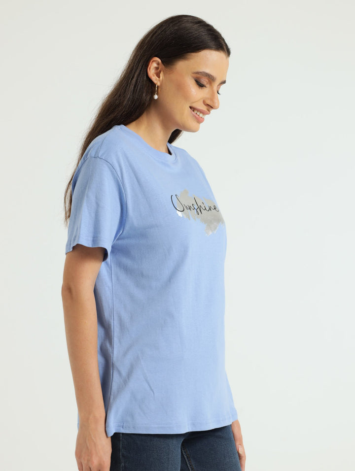 Sunshine With Foil Regular Tee - Periwinkle