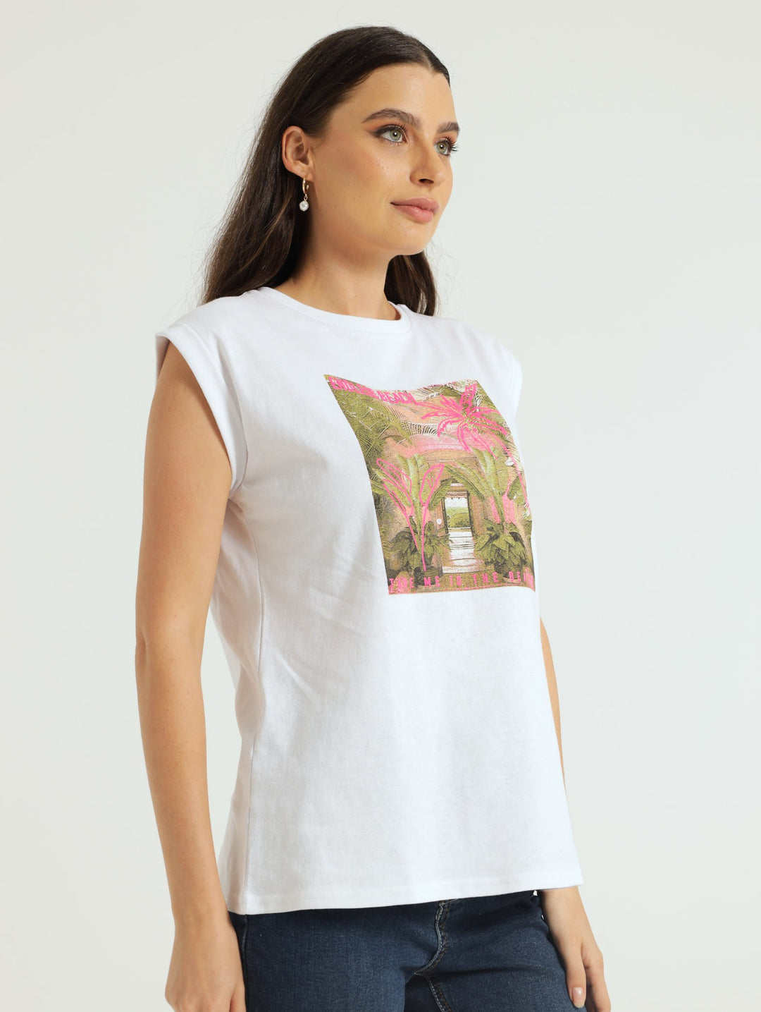 Boxy Lumo Palms Tee - White