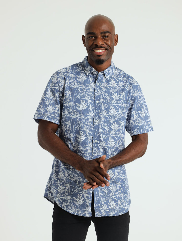 Palm Print Shirts - Navy