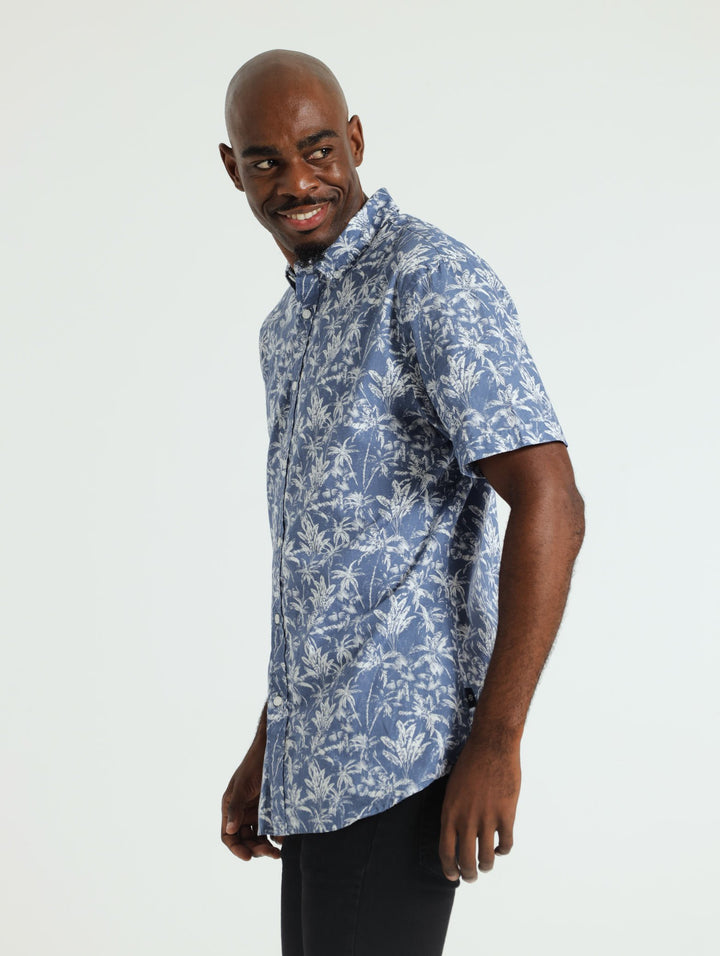 Palm Print Shirts - Navy