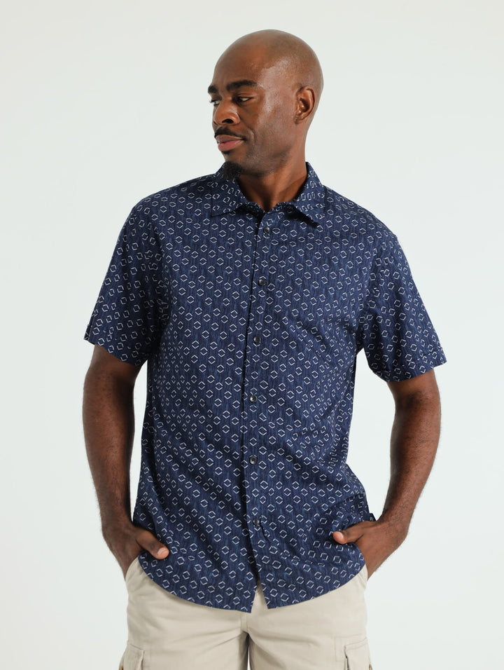 Diamond Print Shirt - Navy