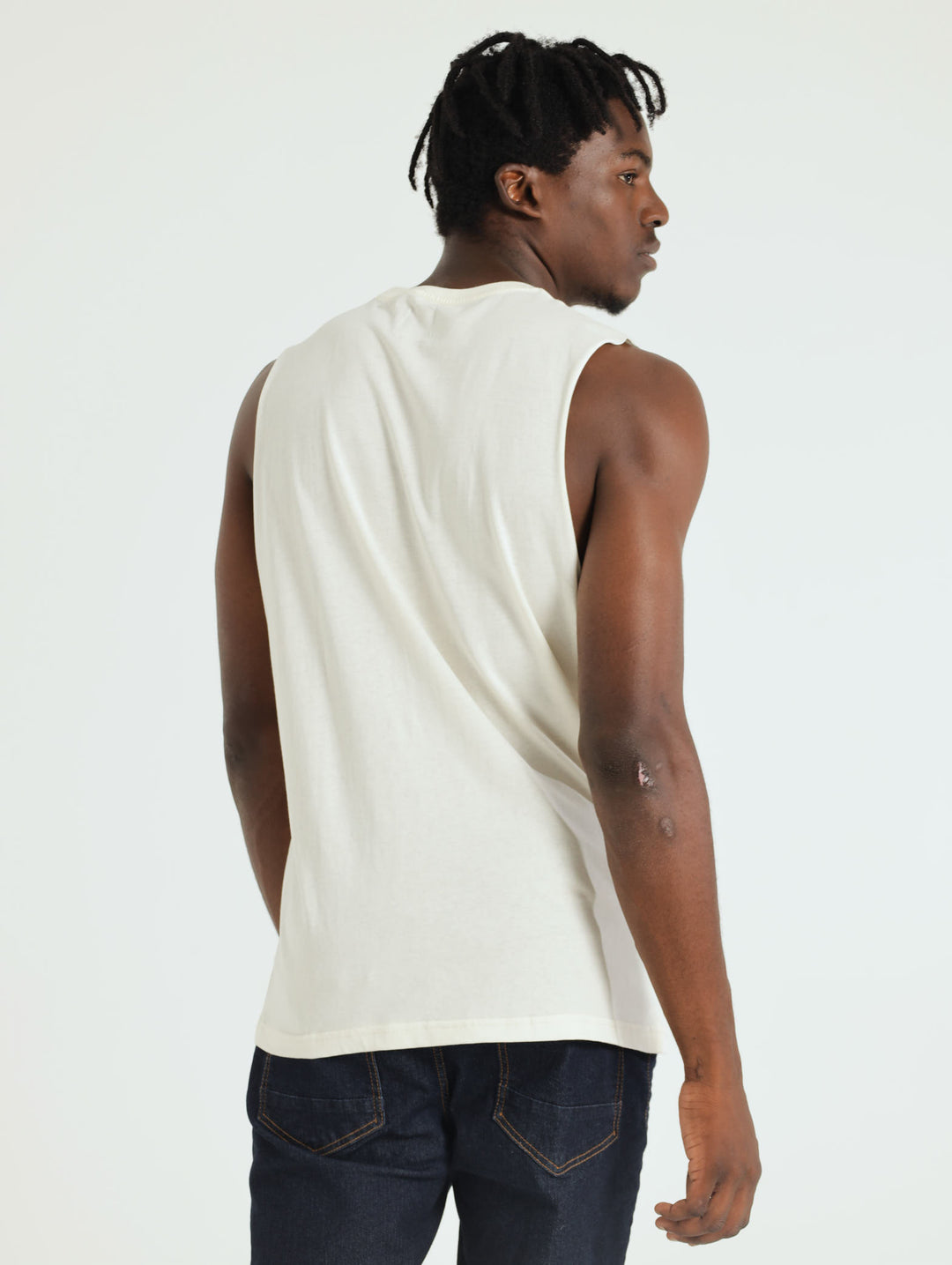 Bahamas Front Back Muscle Hugger Tee - Off White