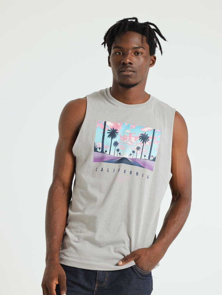 California Sunsets Muscle Hugger Tee - Grey