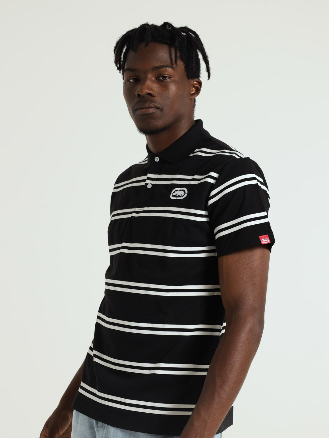 Stripe Embossed Golfer - Black
