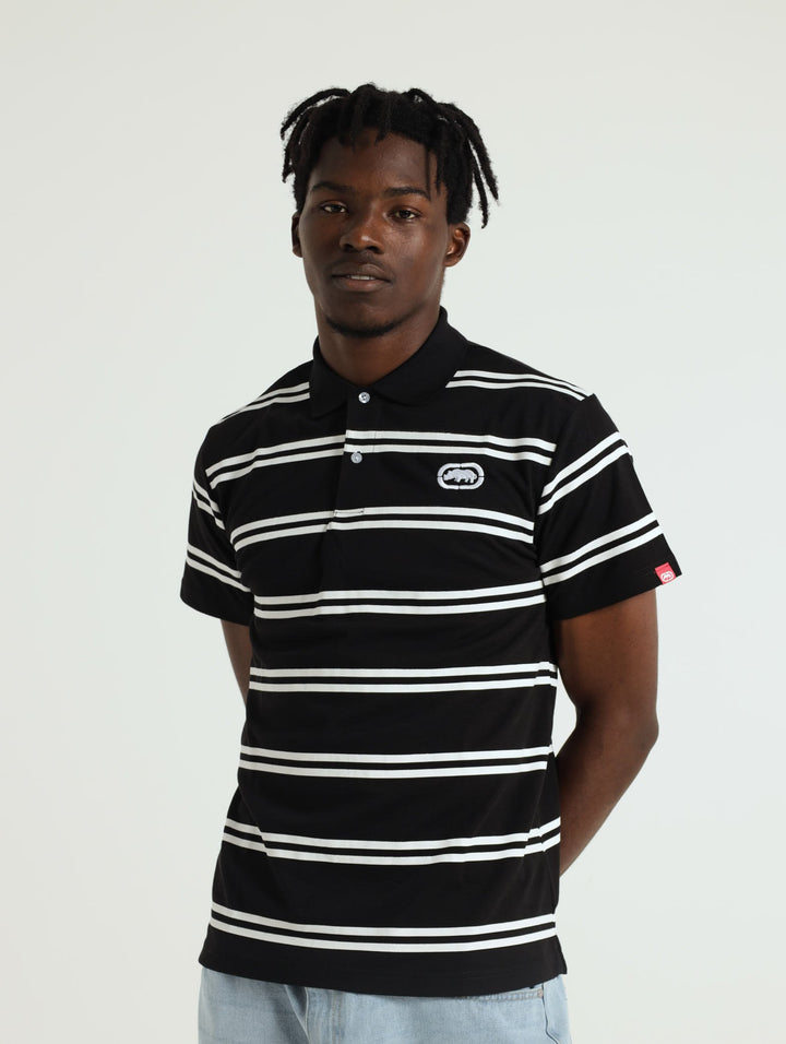 Stripe Embossed Golfer - Black