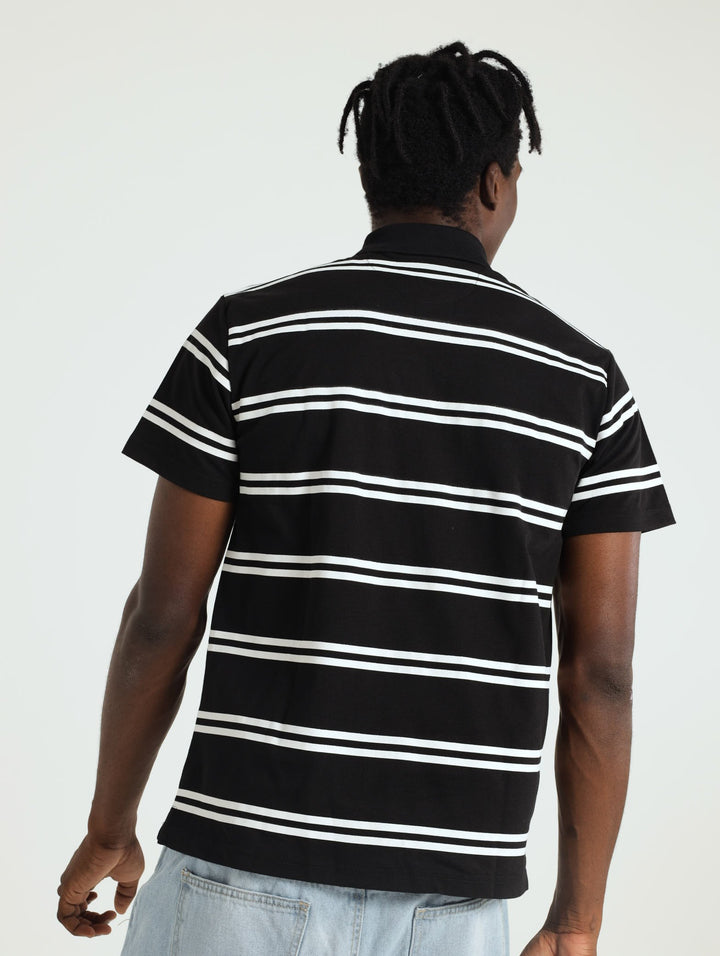 Stripe Embossed Golfer - Black