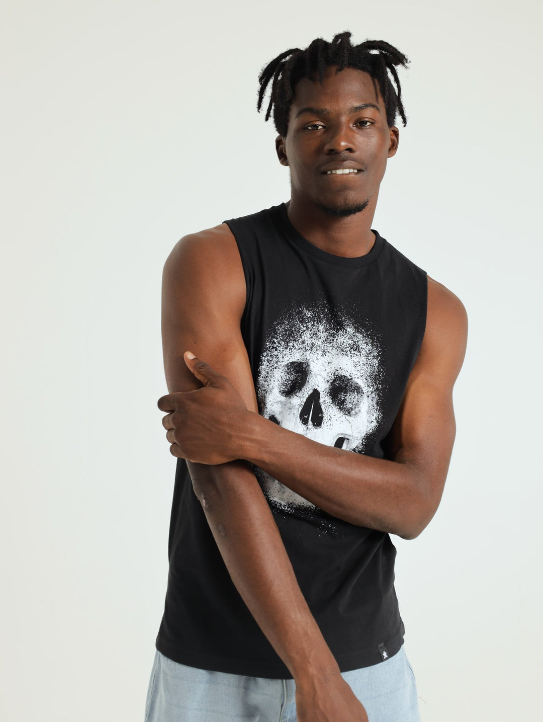 Powder Skull Muscle Hugger Tee - Black