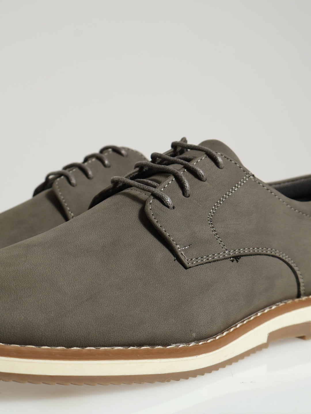 Pu Lace Up Smart Casual Derby - Grey