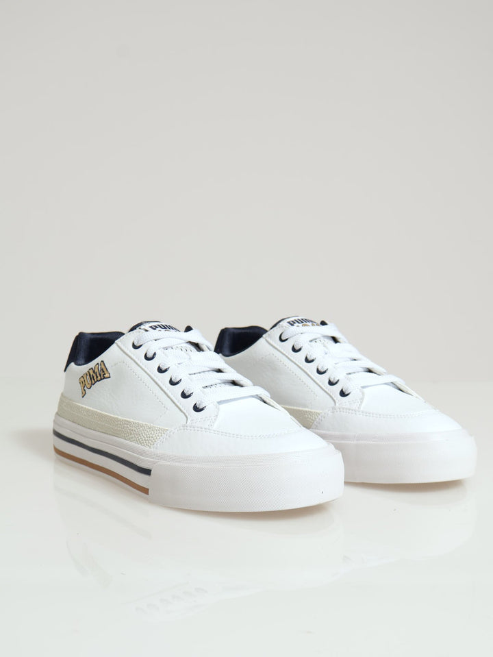 Court Classic Vulcro Retro Club Sneaker - White/Beige
