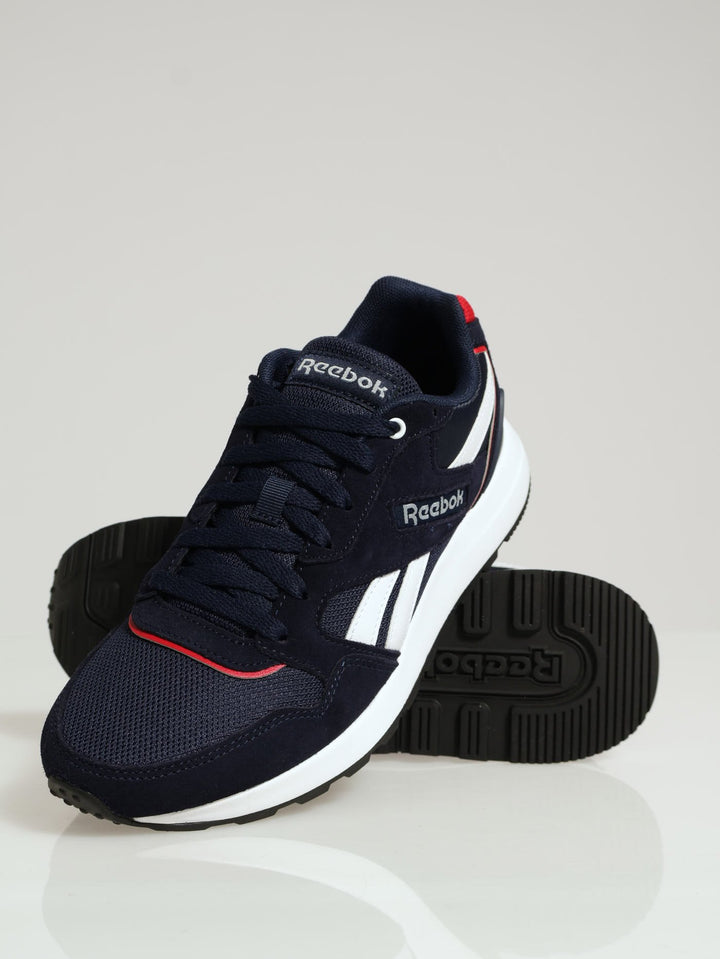 Retro Track Sole Closed Toe Lace Up Sneaker - Navy/White