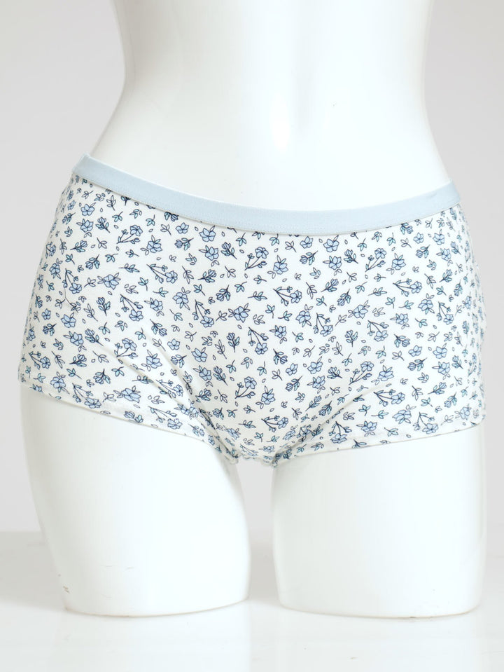 Girls 2 Pack Ditsy Floral Cotton Boyleg Panties - Blue