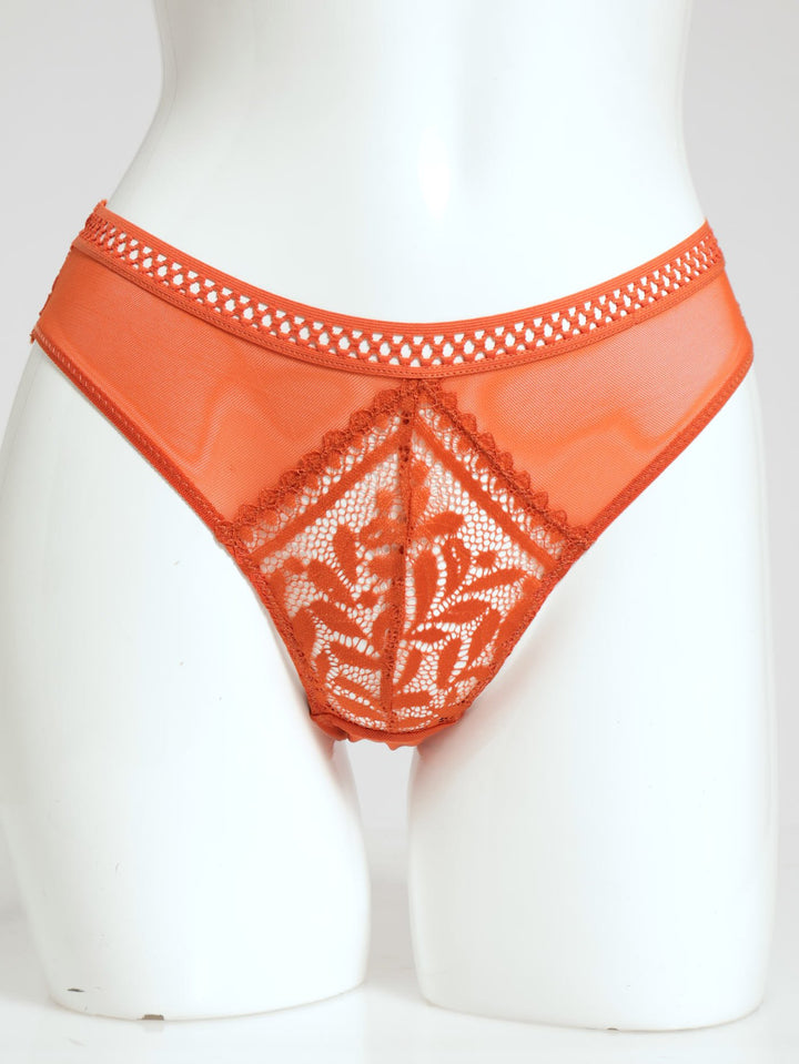 Mesh/Lace Bikini Panty - Rust