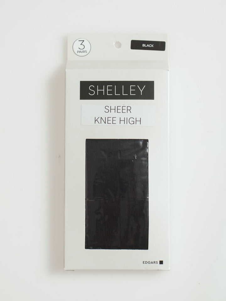 3 Pack Sheer Knee High Stockings - Black