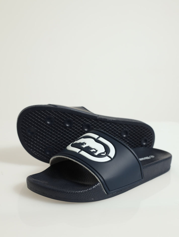 Rhino Debossed Logo Open Toe Pool Slide - Navy