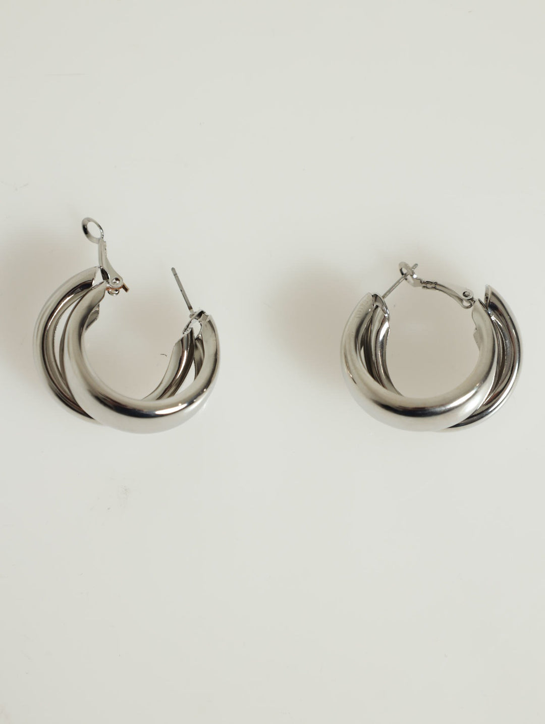 Double Tube Hoop Earring - Silver