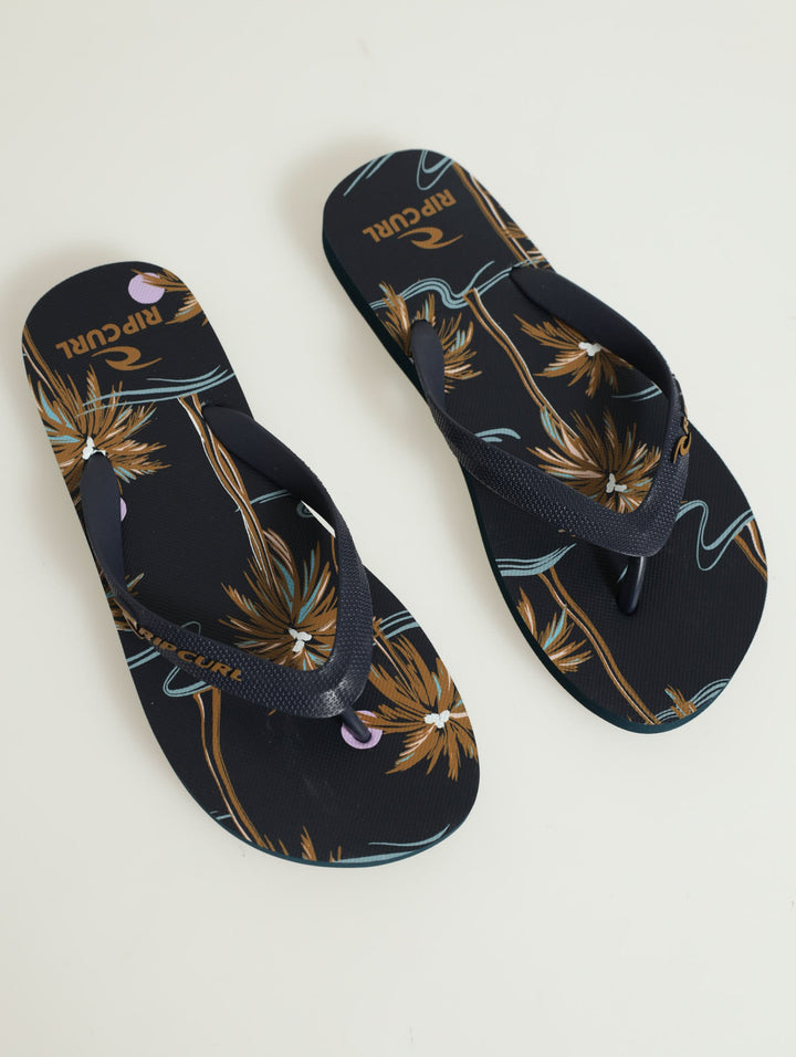 Brush Palm Print Flip Flop - Navy