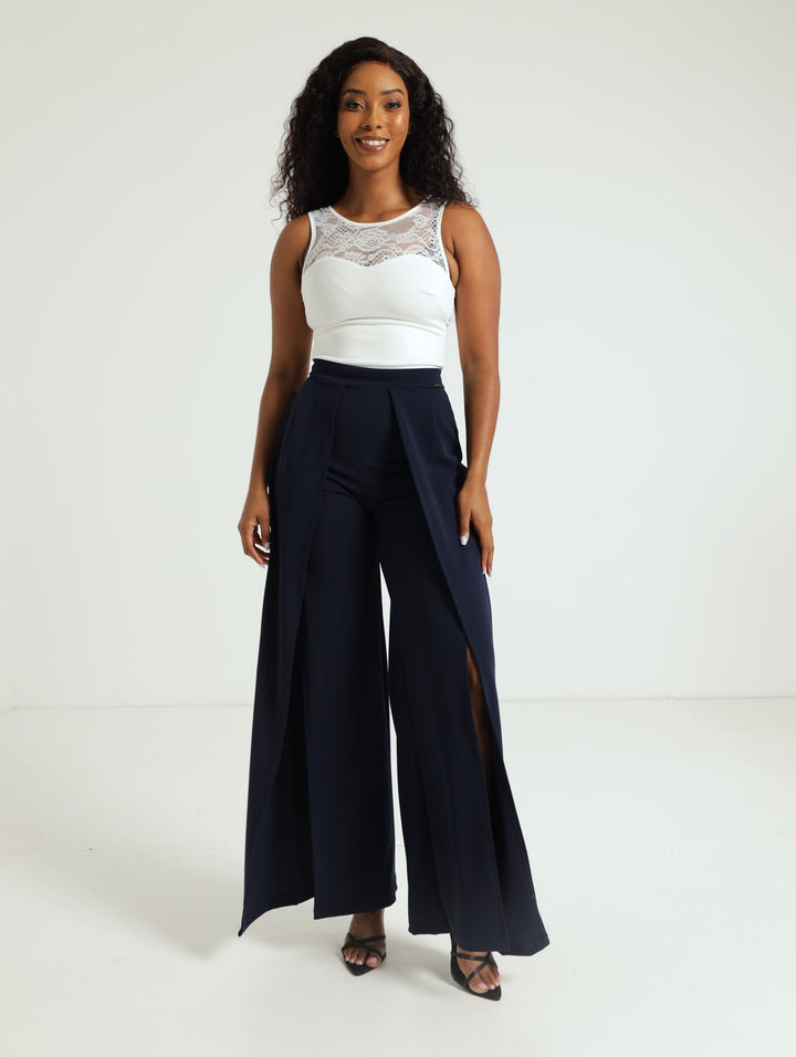 Bodice With Pant Jumpsuit - White/Navy