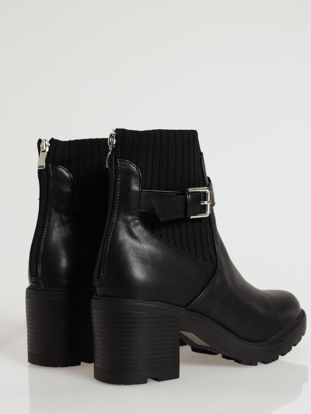 Ribbed Sock Chunky Platform Boot - Black