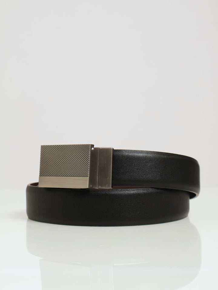 Reversable Belt With Plate - Black/Brown