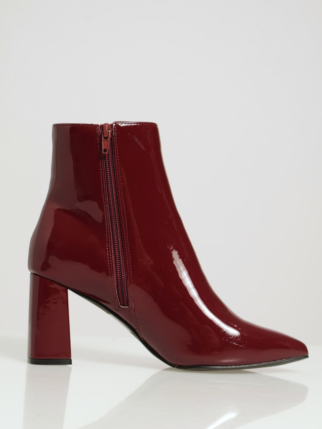 Patent Block Heel Chelsea Boot - Oxblood