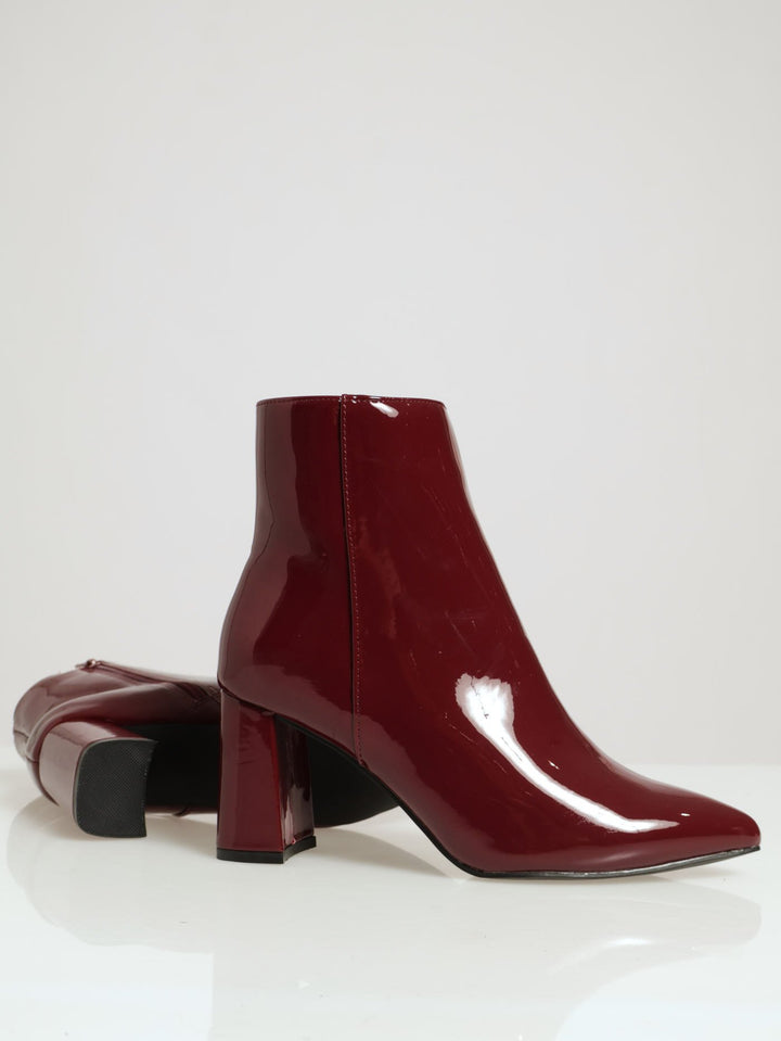 Patent Block Heel Chelsea Boot - Oxblood