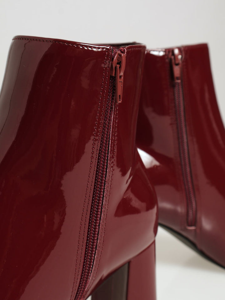 Patent Block Heel Chelsea Boot - Oxblood