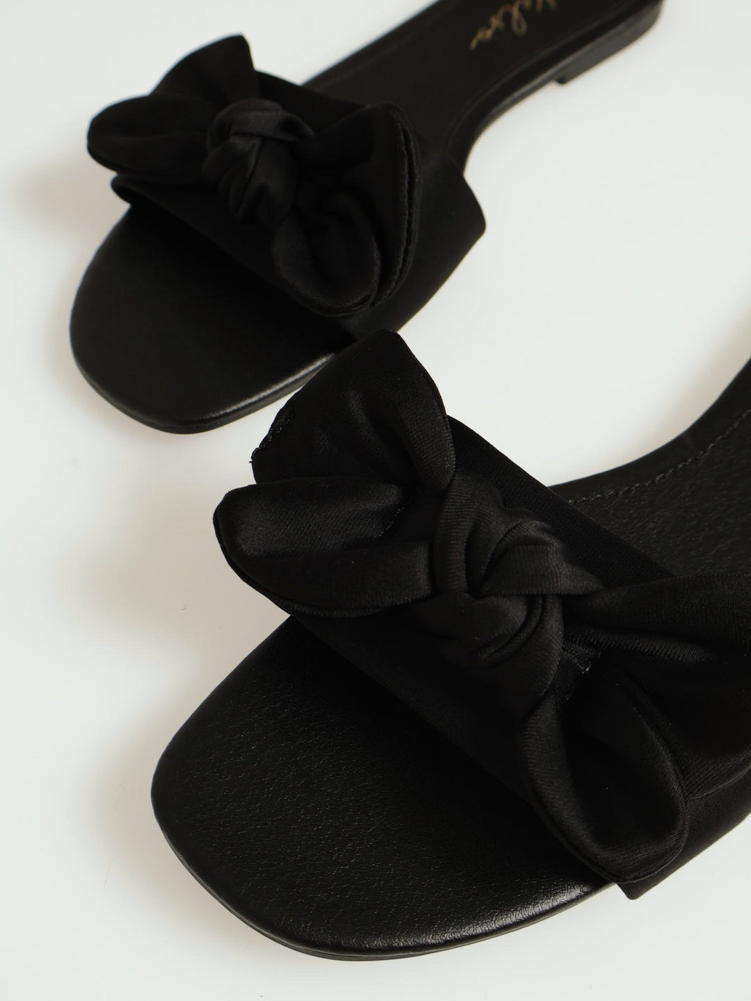 Fabric Bow Eva Mule Sandal - Black