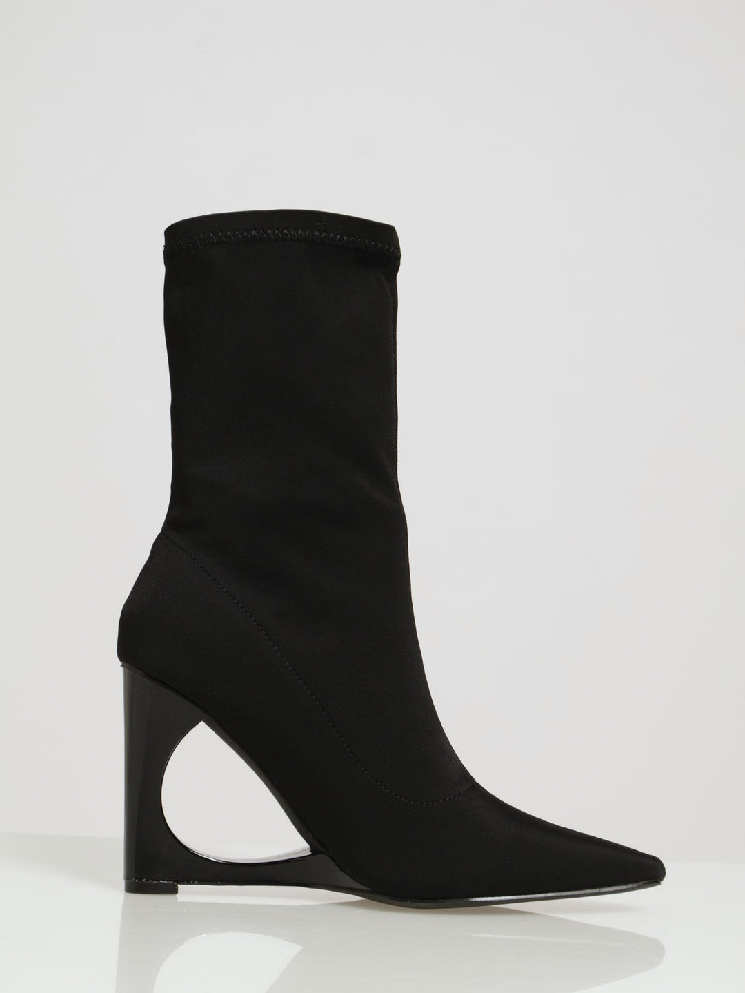 Detailed Wedge Sock Boot - Black