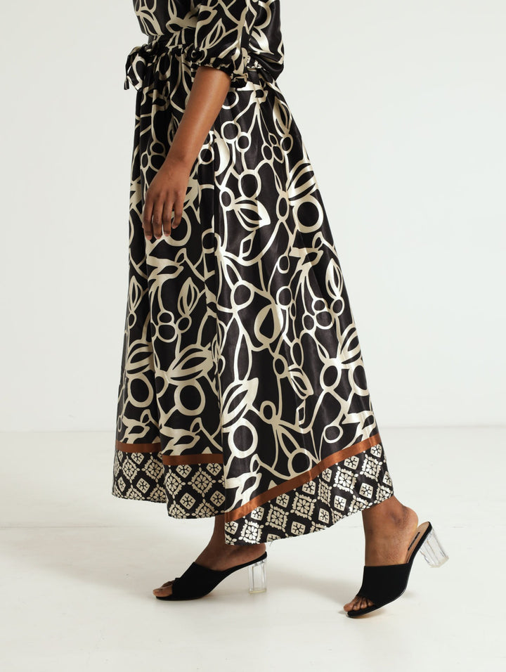 Satin Maxi Skirt - Black