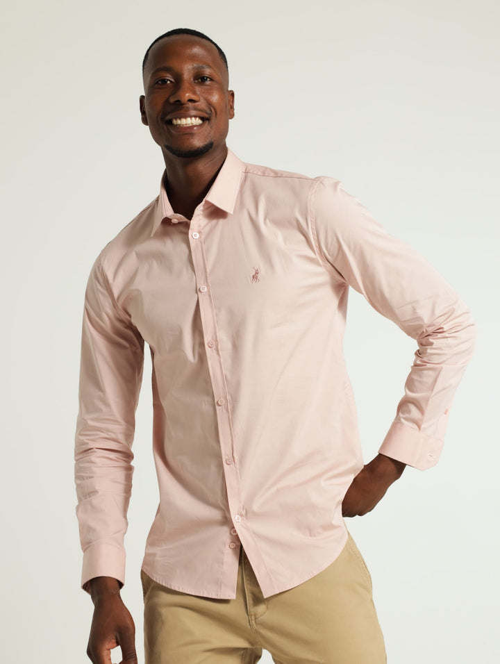 Long Sleeve Slim Stretch Shirt - Pink