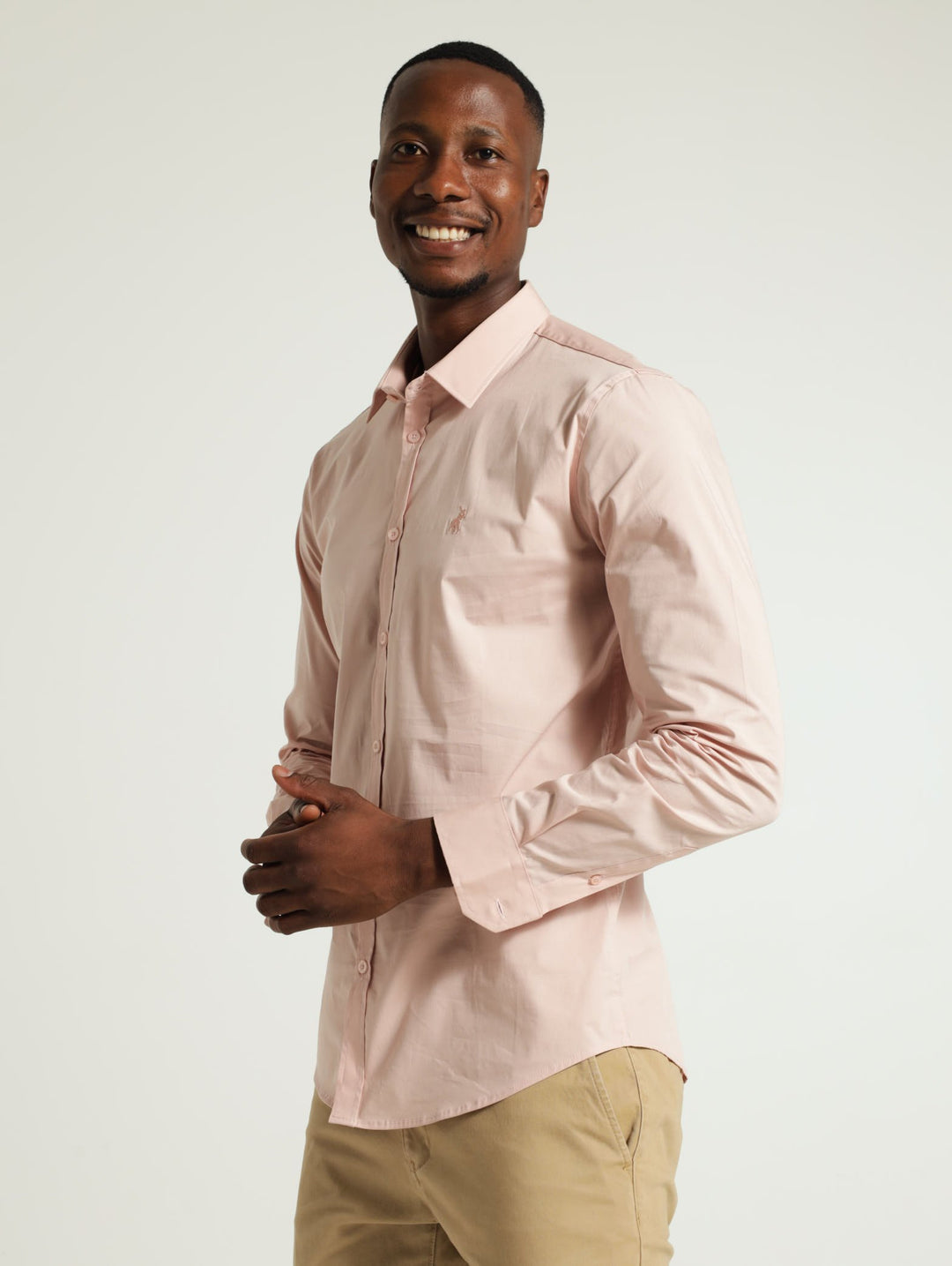 Long Sleeve Slim Stretch Shirt - Pink