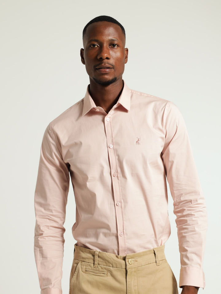 Long Sleeve Slim Stretch Shirt - Pink